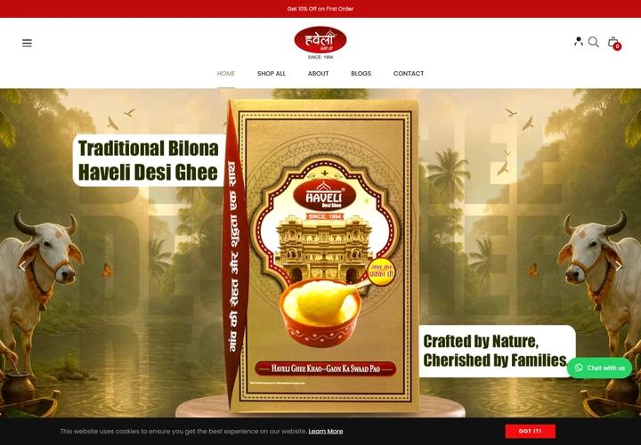 Haveli Desi Ghee website preview