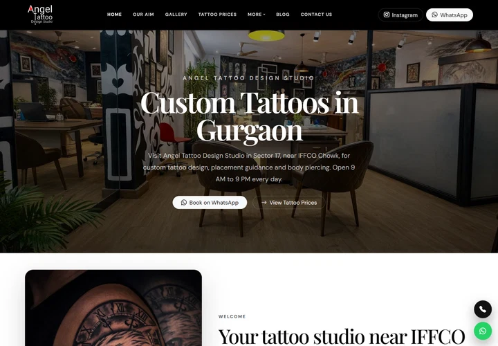Angel Tattoo Design Studio website preview