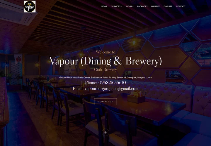 Vapour Bar Gurgaon website preview